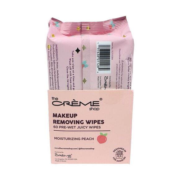 The Crème Shop Makeup Removing Wipes - 60 Pre-Wet Wipes - Moisturizing Peach - Picture 2 of 2